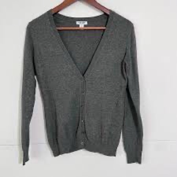 Old Navy Cardigan Dark Grey “Charcoal” V-Neck Button Front - Picture 2 of 2